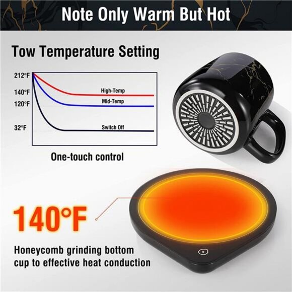 Coffee Warmer for Desk Auto Shut Off, Coffee Cup Warmer with 2 Temp Settings - Picture 3 of 7